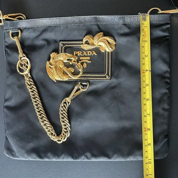 Authenticated Bundle Prada Crossbody Bag Charm & Wallet. Gold Tone Hardware - Picture 14 of 17